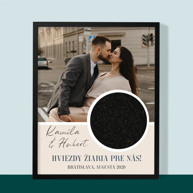 Mapa Hviezd: Hviezdy Žiaria Pre Nás - Zarámováná Tlač 30X40 (Vertikálne)