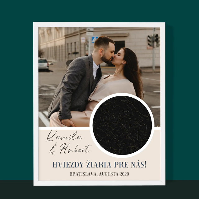 Mapa Hviezd: Hviezdy Žiaria Pre Nás - Zarámováná Tlač 30X40 (Vertikálne)