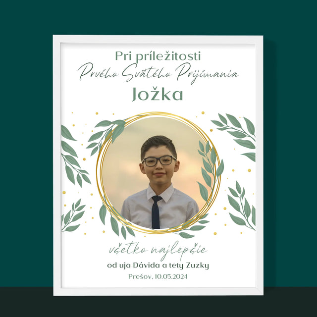 Fotografia A Podpis: Pri Príležitosti Prvého Svätého Prijímania - Zarámováná Tlač 30X40 (Vertikálne)
