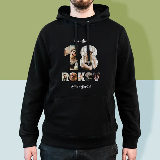 Slovo Z Fotografií: 18 Rokov Z Tvojich Fotografií - Pánska Mikina S Kapucňou