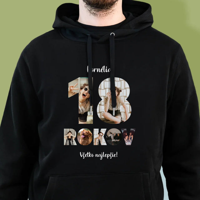 Slovo Z Fotografií: 18 Rokov Z Tvojich Fotografií - Pánska Mikina S Kapucňou