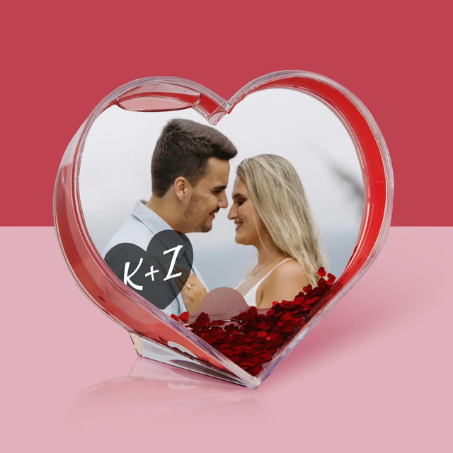 Fotografia A Podpis: Tvoja Fotografia Iniciály - Snehová Guľa - Srdce