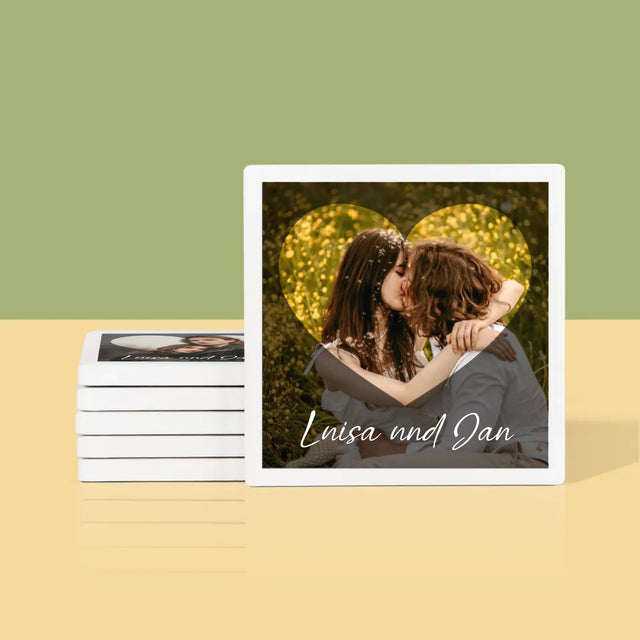 Zdjęcie i Podpis: Zakochani Serce - Podkładki Pod Kubki | DE