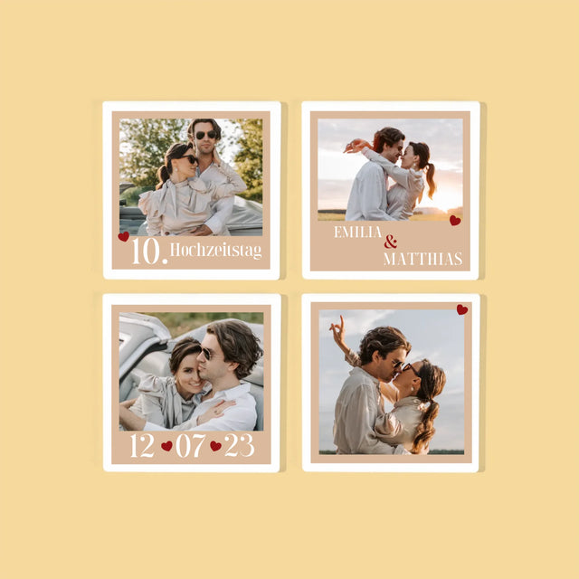 Zdjęcie i Podpis: Rocznica Serduszka - Podkładki Pod Kubki | DE