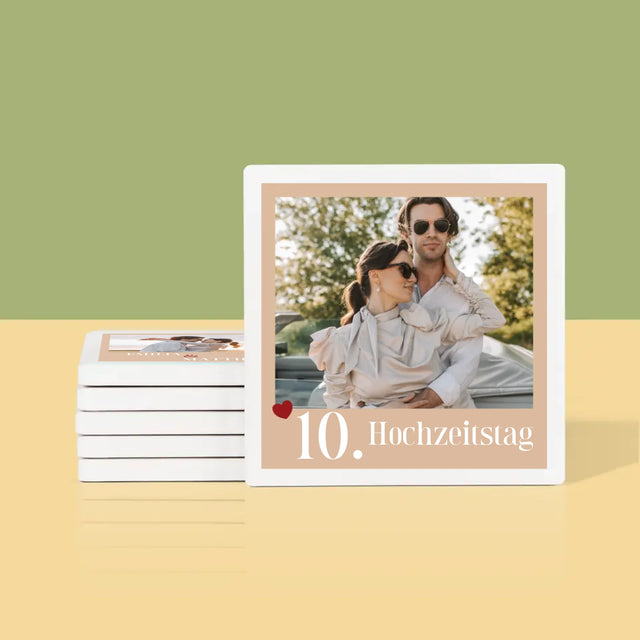 Zdjęcie i Podpis: Rocznica Serduszka - Podkładki Pod Kubki | DE