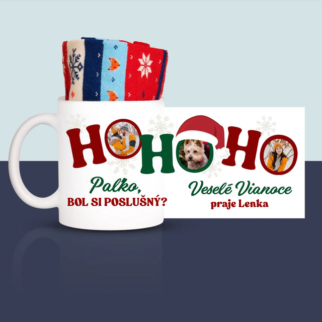 Fotokoláž: Ho Ho Ho - Zimné Ponožky V Hrnčeku