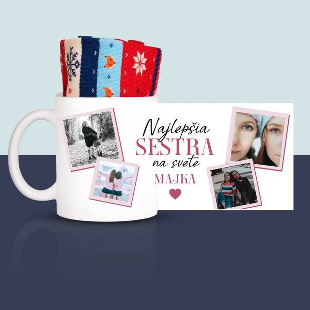 Fotokoláž: Najlepšia Sestra - Zimné Ponožky V Hrnčeku
