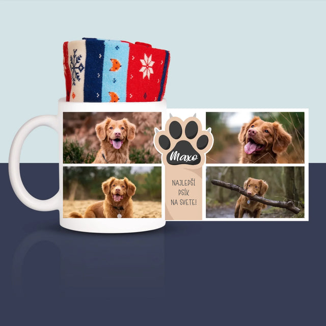 Fotokoláž: Najlepší Pes - Zimné Ponožky V Hrnčeku