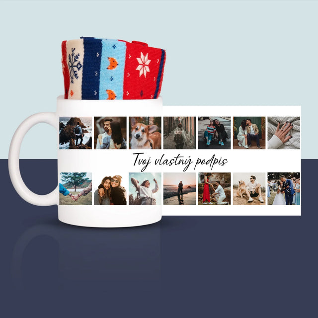 Fotokoláž: 14 Fotografií - Zimné Ponožky V Hrnčeku