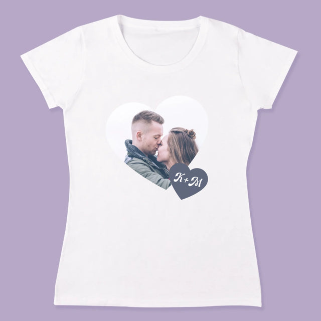 Fotokoláž: Iniciály Srdce - Tričká Pre Pár