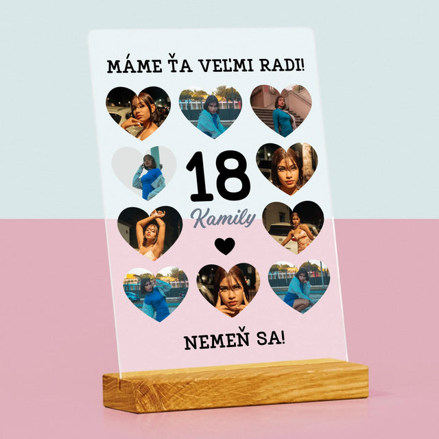 Fotokoláž: 18 Srdcia - Tlač Na Akrylové Sklo 