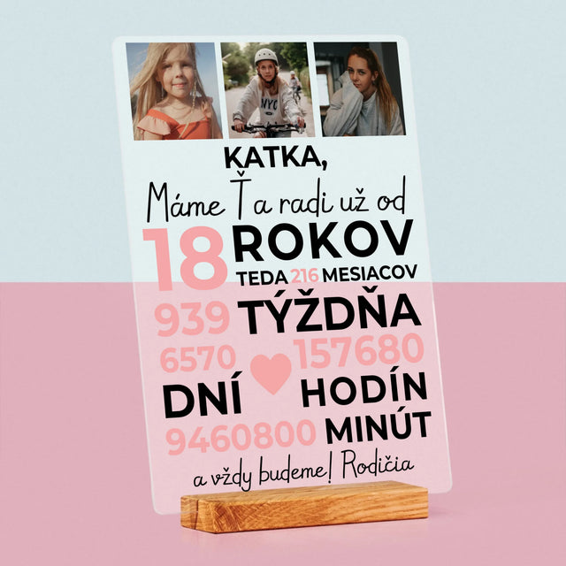 Fotokoláž: Máme Ťa Radi 18 Rokov - Tlač Na Akrylové Sklo 
