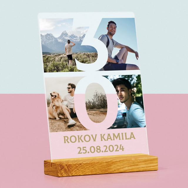 Fotokoláž: 30 Rokov Číslo Fotografie - Tlač Na Akrylové Sklo 