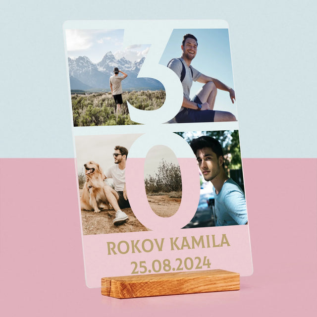 Fotokoláž: 30 Rokov Číslo Fotografie - Tlač Na Akrylové Sklo 