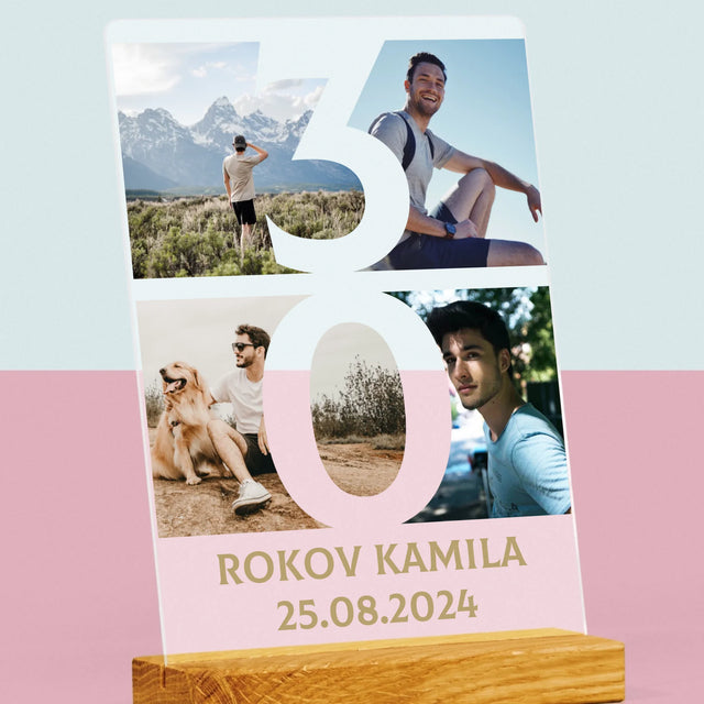 Fotokoláž: 30 Rokov Číslo Fotografie - Tlač Na Akrylové Sklo 