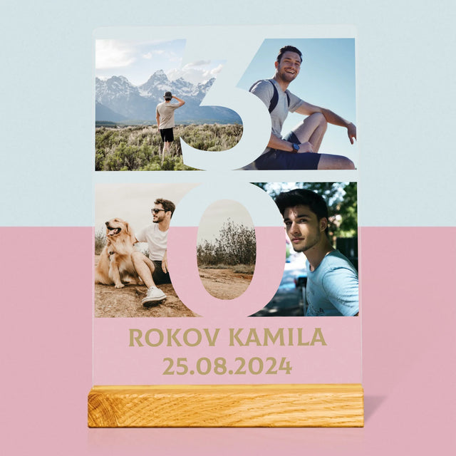 Fotokoláž: 30 Rokov Číslo Fotografie - Tlač Na Akrylové Sklo 
