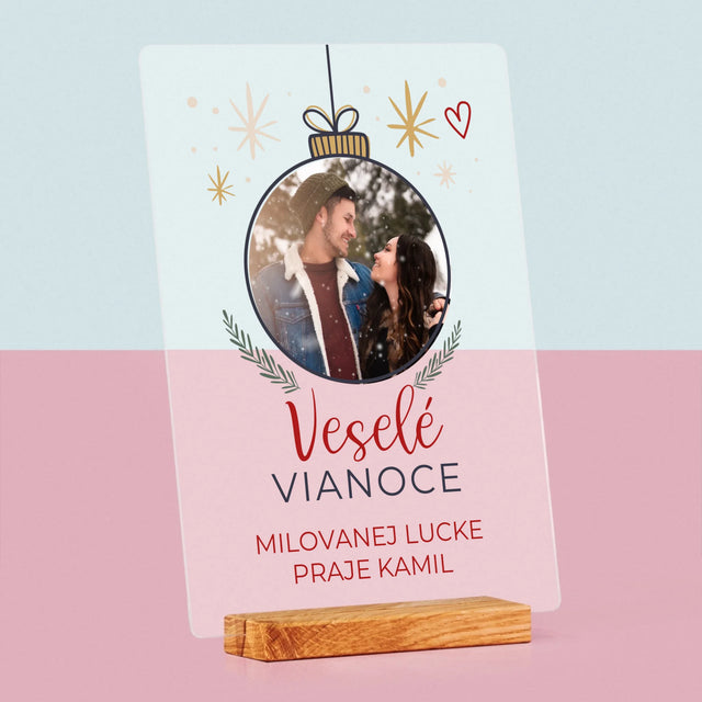 Fotografia A Podpis: Veselé Vianoce Guľa - Tlač Na Akrylové Sklo 