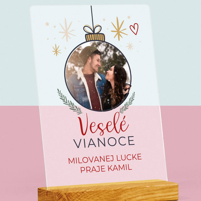 Fotografia A Podpis: Veselé Vianoce Guľa - Tlač Na Akrylové Sklo 