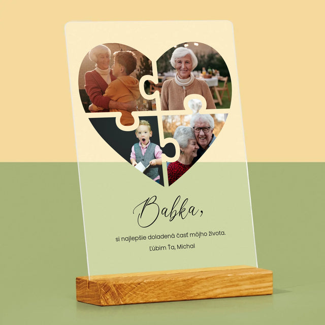 Fotokoláž: Puzzle Srdce Pre Babku - Tlač Na Akrylové Sklo 
