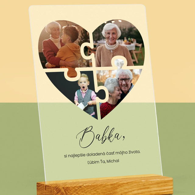 Fotokoláž: Puzzle Srdce Pre Babku - Tlač Na Akrylové Sklo 