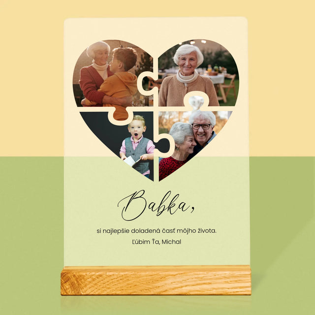 Fotokoláž: Puzzle Srdce Pre Babku - Tlač Na Akrylové Sklo 