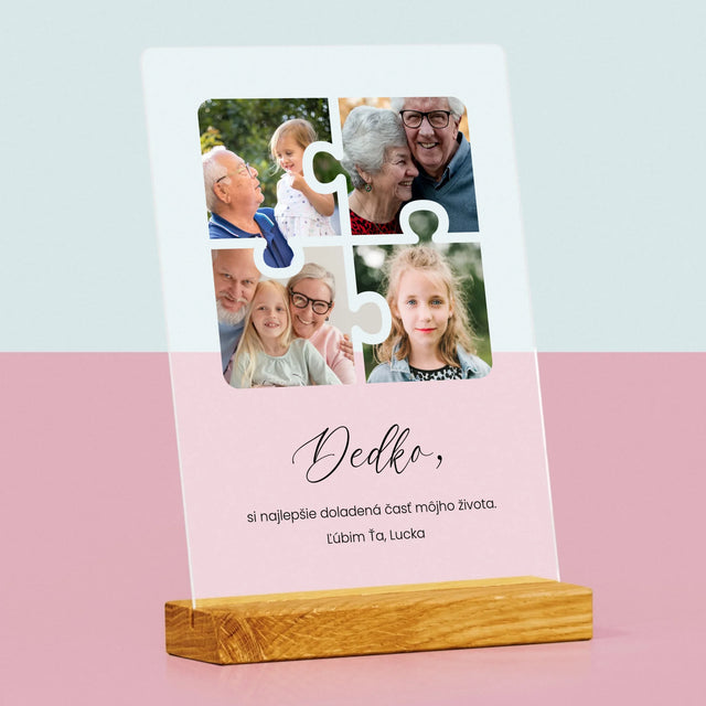 Fotokoláž: Puzzle Fotografie Pre Dedka - Tlač Na Akrylové Sklo 