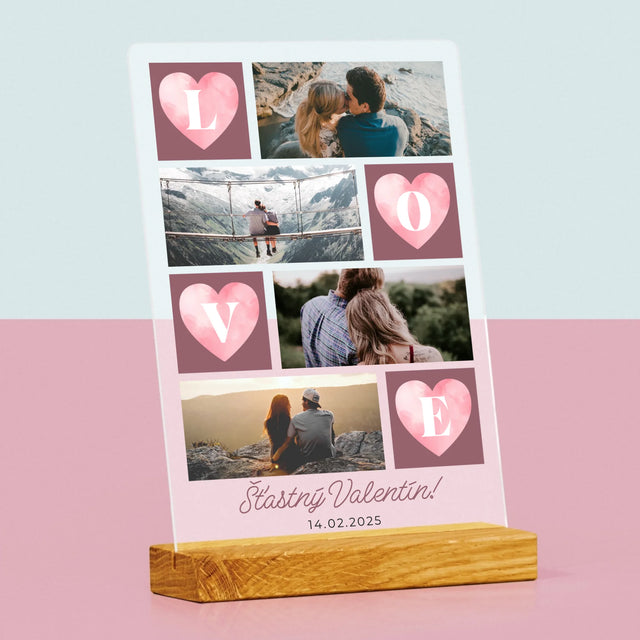 Fotokoláž: Srdiečka Love - Tlač Na Akrylové Sklo 