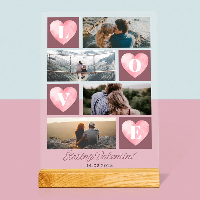 Fotokoláž: Srdiečka Love - Tlač Na Akrylové Sklo 