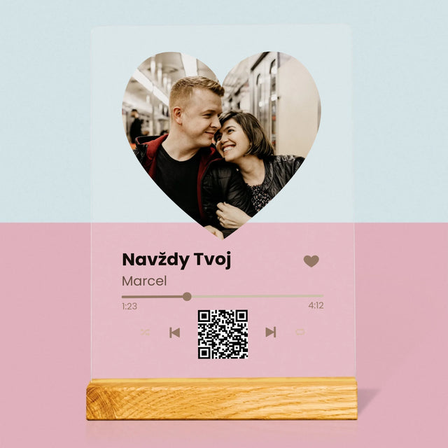 Fotografia A Podpis: Naša Pesnička Srdce Qr Kód - Tlač Na Akrylové Sklo 
