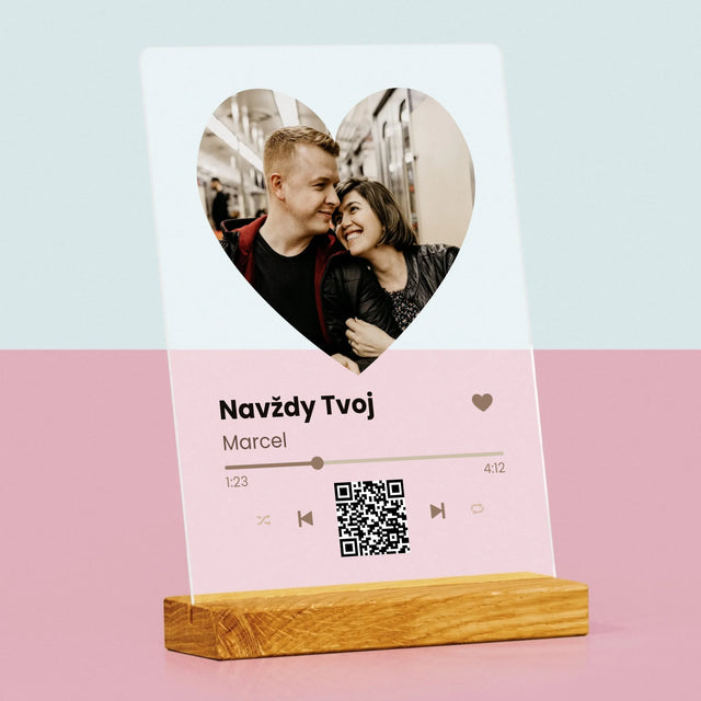 Fotografia A Podpis: Naša Pesnička Srdce Qr Kód - Tlač Na Akrylové Sklo 