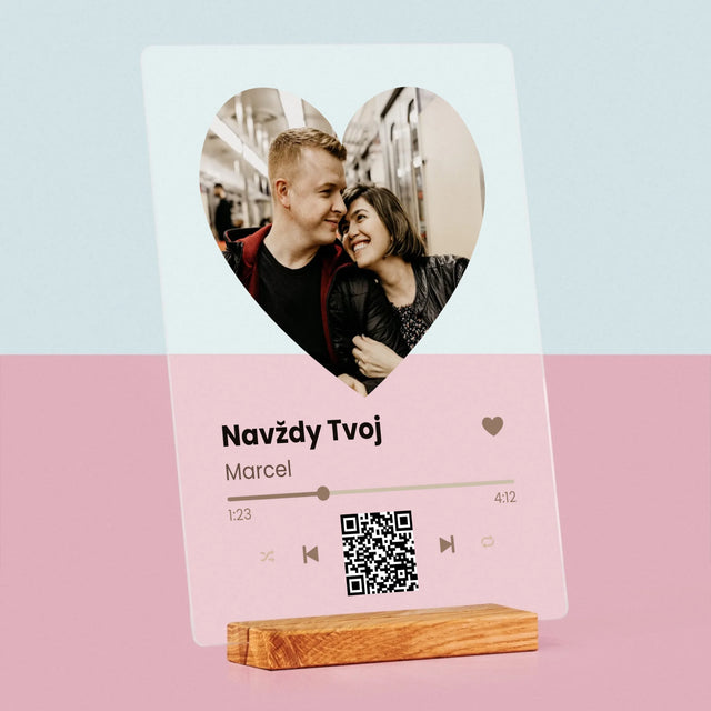 Fotografia A Podpis: Naša Pesnička Srdce Qr Kód - Tlač Na Akrylové Sklo 