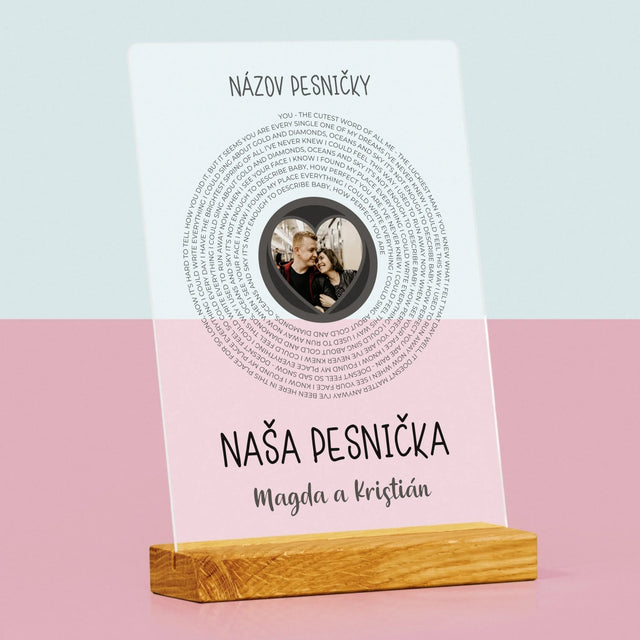 Fotografia A Podpis: Naša Pesnička S Textom - Tlač Na Akrylové Sklo 