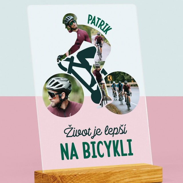 Tvar Z Fotografií: Život Je Lepší Na Bicykli - Tlač Na Akrylové Sklo 