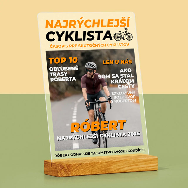Obálka Časopisu: Najrýchlejší Cyklista - Tlač Na Akrylové Sklo 