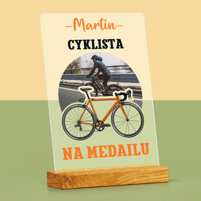 Fotografia A Podpis: Cyklista Na Medailu - Tlač Na Akrylové Sklo 