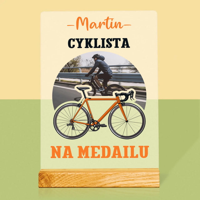 Fotografia A Podpis: Cyklista Na Medailu - Tlač Na Akrylové Sklo 