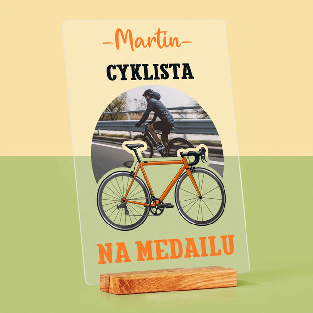 Fotografia A Podpis: Cyklista Na Medailu - Tlač Na Akrylové Sklo 