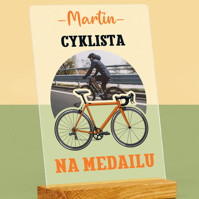 Fotografia A Podpis: Cyklista Na Medailu - Tlač Na Akrylové Sklo 