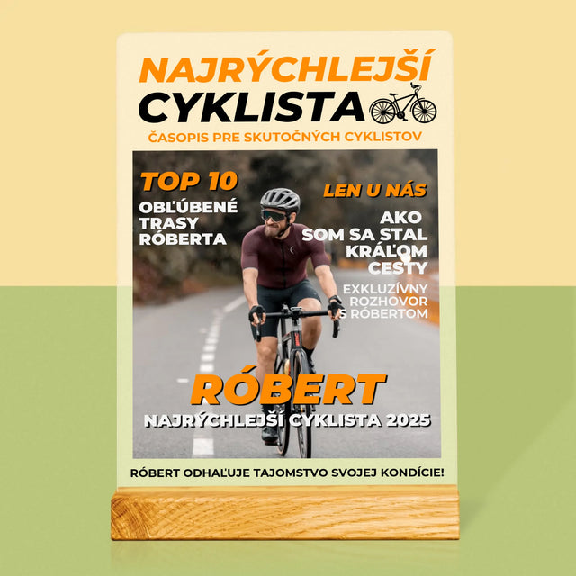 Obálka Časopisu: Najrýchlejší Cyklista - Tlač Na Akrylové Sklo 