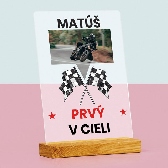 Fotografia A Podpis: Prvý V Cieli - Tlač Na Akrylové Sklo 