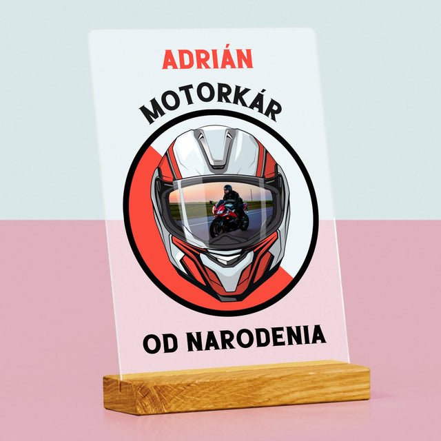 Fotografia A Podpis: Motorkár Od Narodenia - Tlač Na Akrylové Sklo 