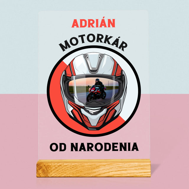Fotografia A Podpis: Motorkár Od Narodenia - Tlač Na Akrylové Sklo 