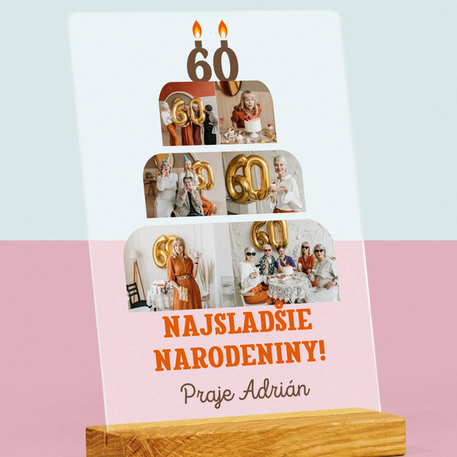Tvar Z Fotografií: Najsladšie Narodeniny - Tlač Na Akrylové Sklo 