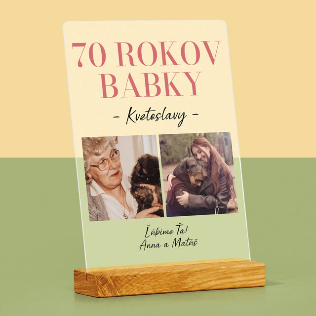 Fotokoláž: 70 Rokov Babky - Tlač Na Akrylové Sklo 