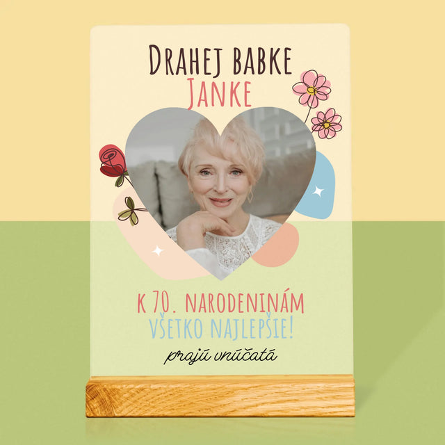 Fotografia A Podpis: Drahej Babke K Narodeninám - Tlač Na Akrylové Sklo 