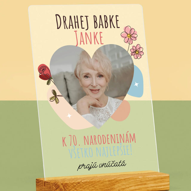 Fotografia A Podpis: Drahej Babke K Narodeninám - Tlač Na Akrylové Sklo 