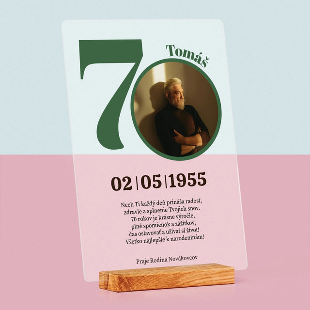 Fotografia A Podpis: 70. Narodeniny Venovanie - Tlač Na Akrylové Sklo 