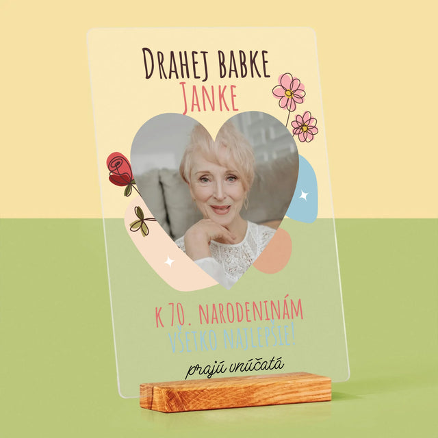 Fotografia A Podpis: Drahej Babke K Narodeninám - Tlač Na Akrylové Sklo 