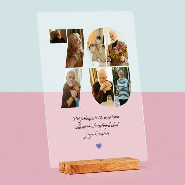 Tvar Z Fotografií: 70. Narodeniny Venovanie - Tlač Na Akrylové Sklo 