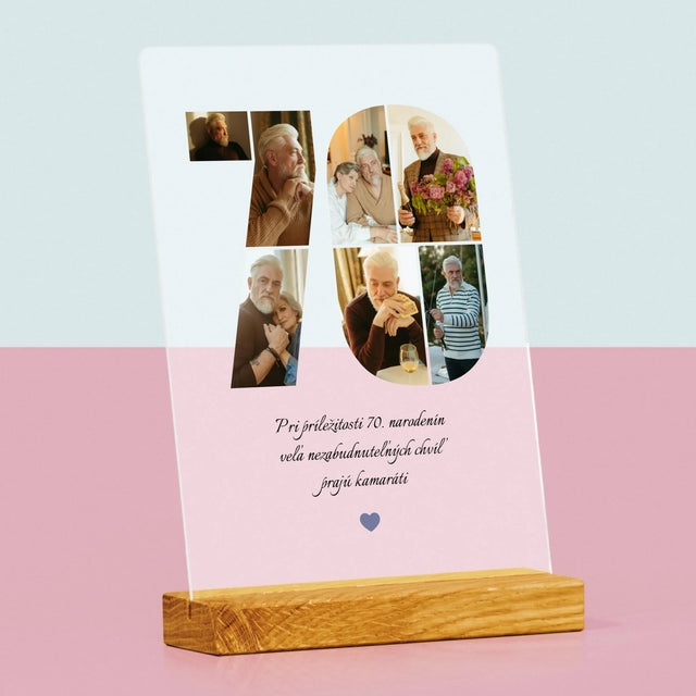Tvar Z Fotografií: 70. Narodeniny Venovanie - Tlač Na Akrylové Sklo 
